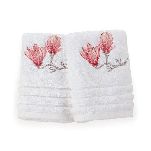 Jogo de Lavabo Trussardi Le Magnolie 2 Peças 0,30mx0,50m Branco Bordado Jogo de Lavabo Trussardi Le Magnolie 2 Peças 0,30mx0,50m Branco Bordado