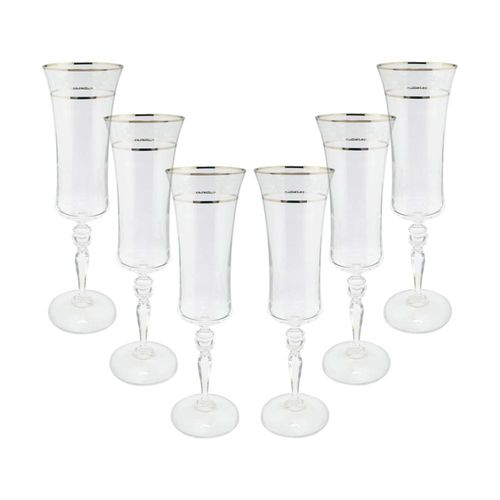 Jogo de taças champanhe cristal ecológico Bohemia Grace 190ml 6 peças prata rim Jogo de taças champanhe cristal ecológico Bohemia Grace 190ml 6 peças prata rim
