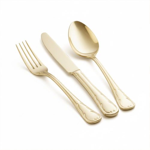 Faqueiro Aço Inox Saint James Royale Champanhe Gold 101 Peças com Banho Especial para Refinar sua Mesa com Modernidade e Prestígio