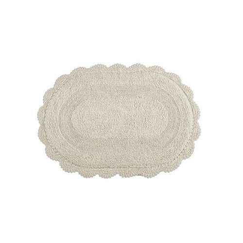 Tapete Oval Kacyumara Crochê 100% Algodão 50cmx80cm Cru
