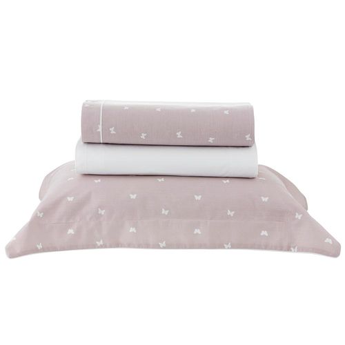 Jogo de lençol Borboleta Kacyumara Vida Bela 200 fios Casal Rose