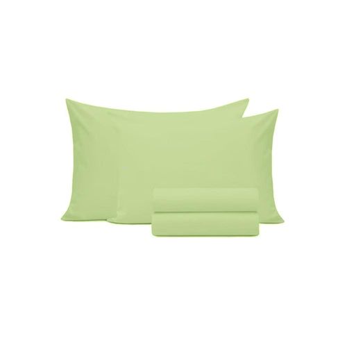 Jogo de lençol duplo com elástico Domani DMI Queen Verde Limão 100% algodão