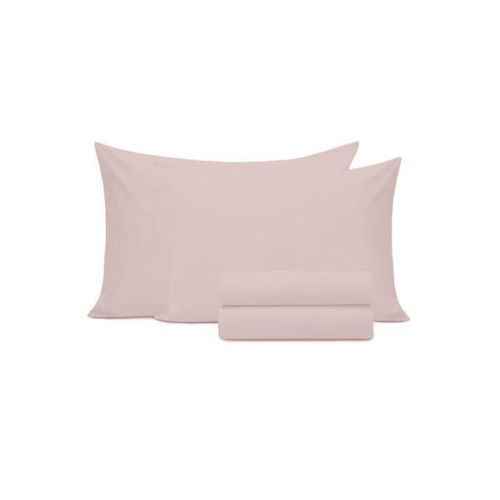 Jogo de lençol duplo com elástico Domani DMI Casal Rosa Claro 100% algodão