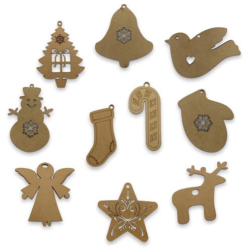 Kit Pingente Maciço 10 peças madeira