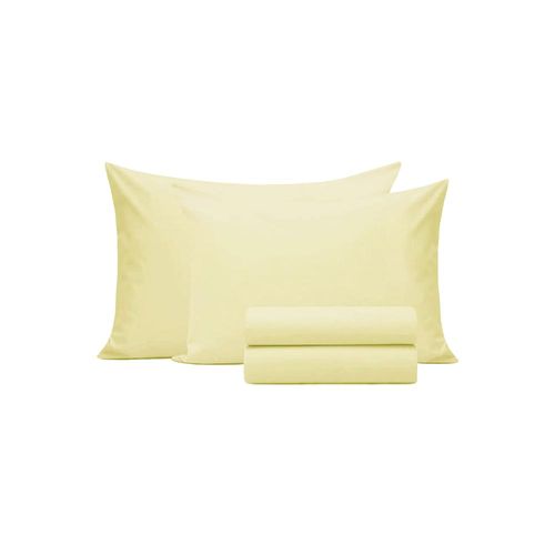 Jogo de lençol duplo com elástico Domani DMI king amarelo 100% algodão