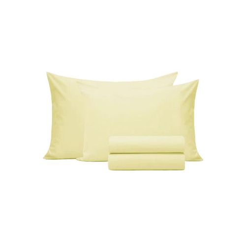 Jogo de lençol duplo com elástico Domani DMI casal amarelo 100% algodão