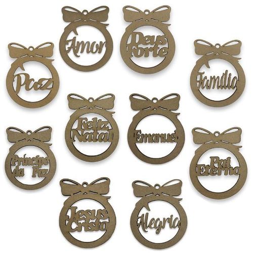 Kit Pingente Nomes 10 peças madeira Kit Pingente Nomes 10 peças madeira