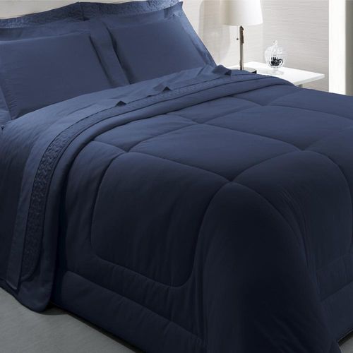 Colcha Satineé Kacyumara 300 fios queen 2,40mx2,60m Marinho