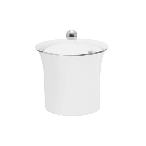 Açucareiro de Porcelana Oxford Flamingo Isabel com Tampa Branco e prata 200ml