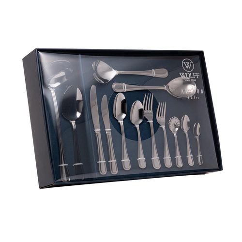 Faqueiro em aço inox com caixa litografada Wolff Avalon 101 peças 71827 Faqueiro em aço inox com caixa litografada Wolff Avalon 101 peças 71827