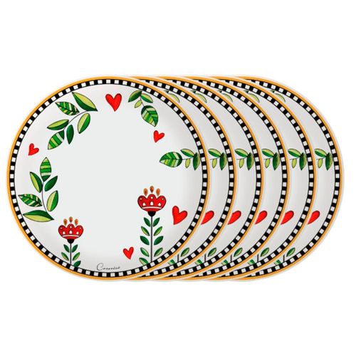 Jogo de 6 Pratos Rasos em Porcelana Egan Italy Cocorico Amarelo 27cm: O Sol da Toscana na sua Mesa Posta