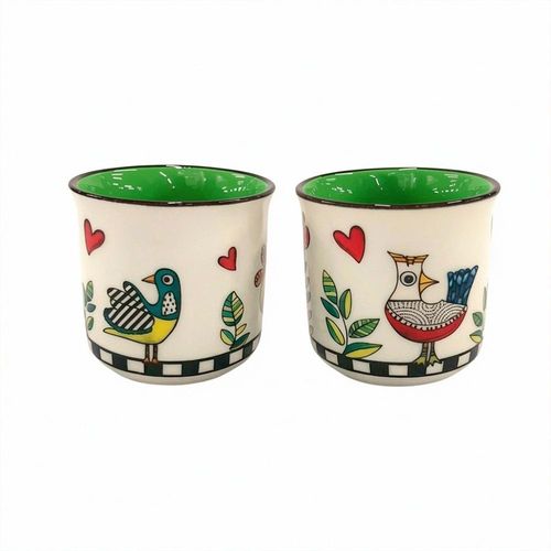 Jogo com 2 Copos para Espresso em Porcelana Egan Italy Cocorico Verde 90ml: Serenidade e Charme no seu Ritual Jogo com 2 Copos para Espresso em Porcelana Egan Italy Cocorico Verde 90ml: Serenidade e Charme no seu Ritual