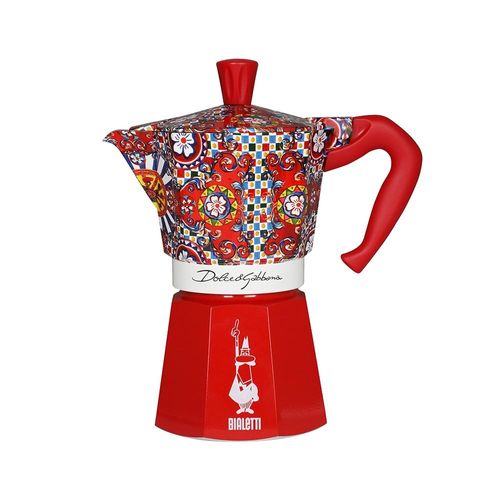 Cafeteira moka em alumínio 6 xícaras Bialetti Dolce & Gabbana 270ml vermelha