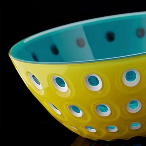 Saladeira bowl em acrílico Guzzini Le Murrine 20cm amarelo com água marinha