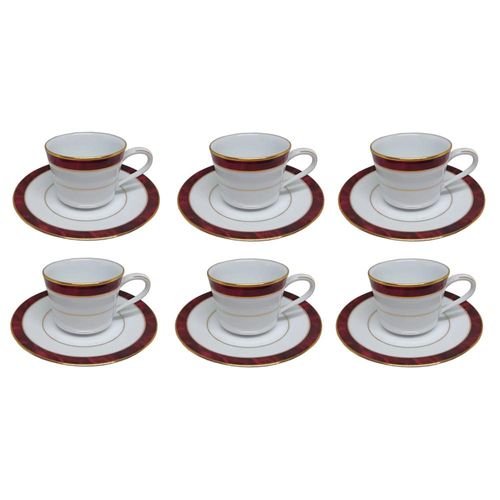Jogo de 6 Xícaras para Café em Porcelana Noritake Marble Red: O Luxo Atemporal do Mármore com o Brilho do Ouro Jogo de 6 Xícaras para Café em Porcelana Noritake Marble Red: O Luxo Atemporal do Mármore com o Brilho do Ouro
